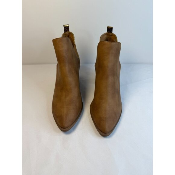 Dolce Vita Fig Womens Size 9 Cognac/Gold Snakeskin Ankle Booties Block Heel - Picture 2 of 13